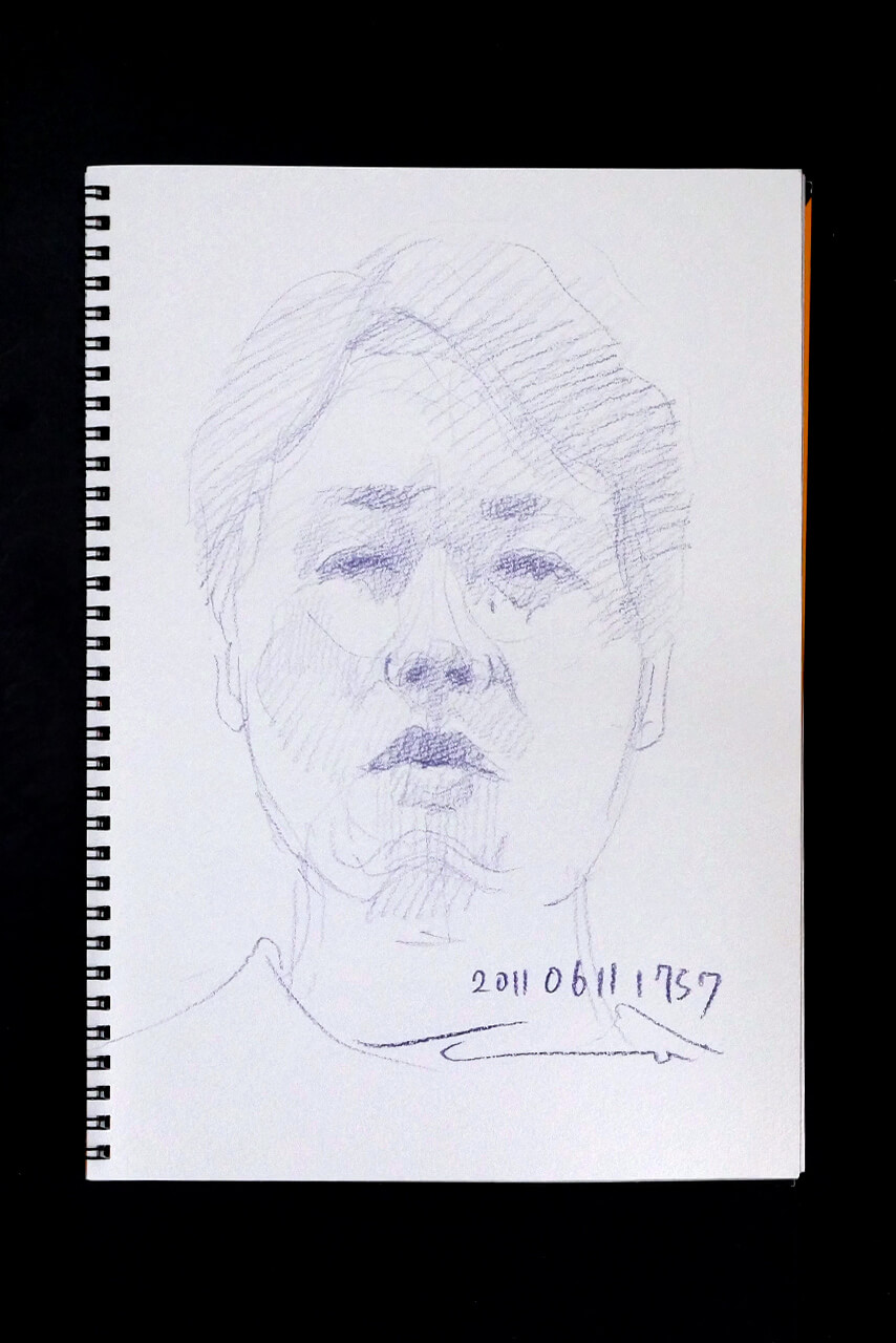 Contemporary artist SHINTAKU Tomoni's 2011/6/11 Self-portrait or pencil drawing