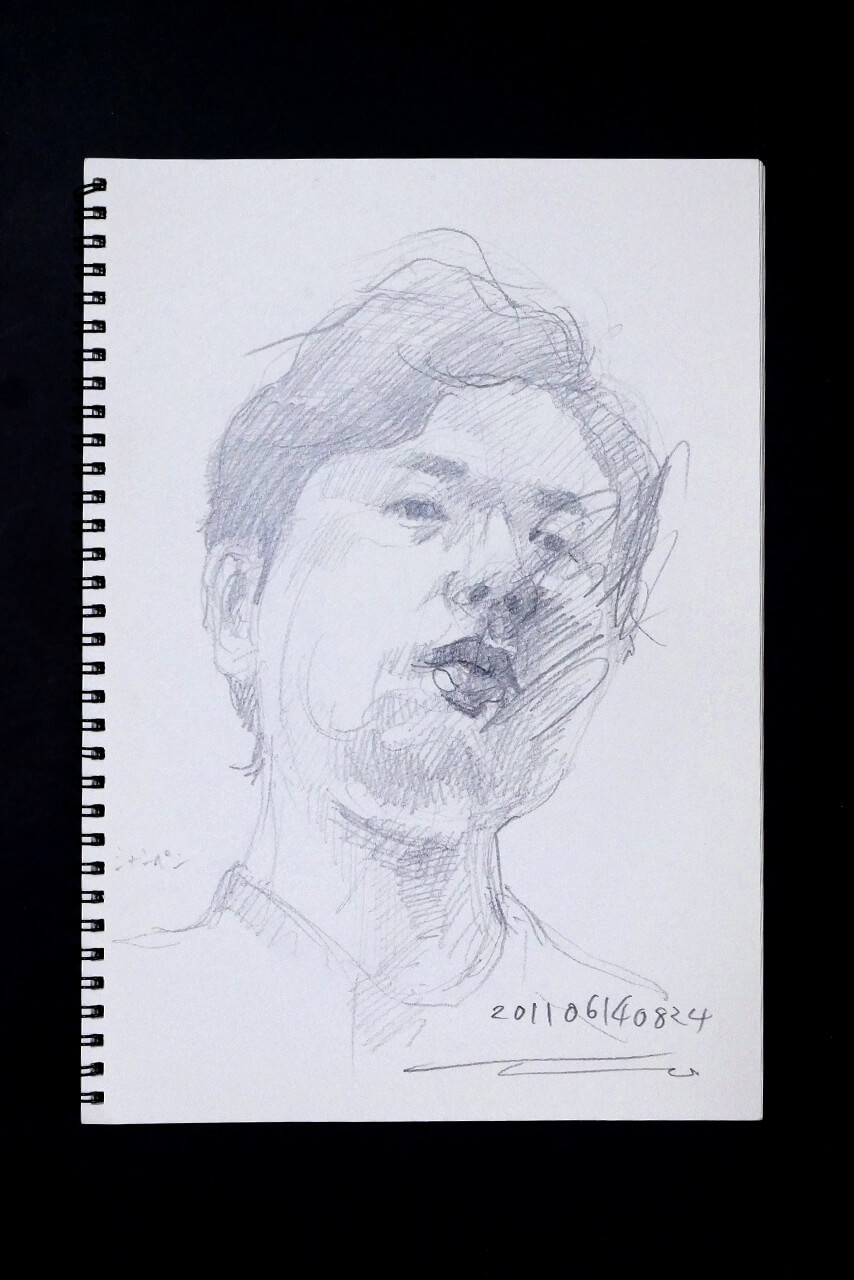 Contemporary artist SHINTAKU Tomoni's 2011/6/14 Self-portrait or pencil drawing