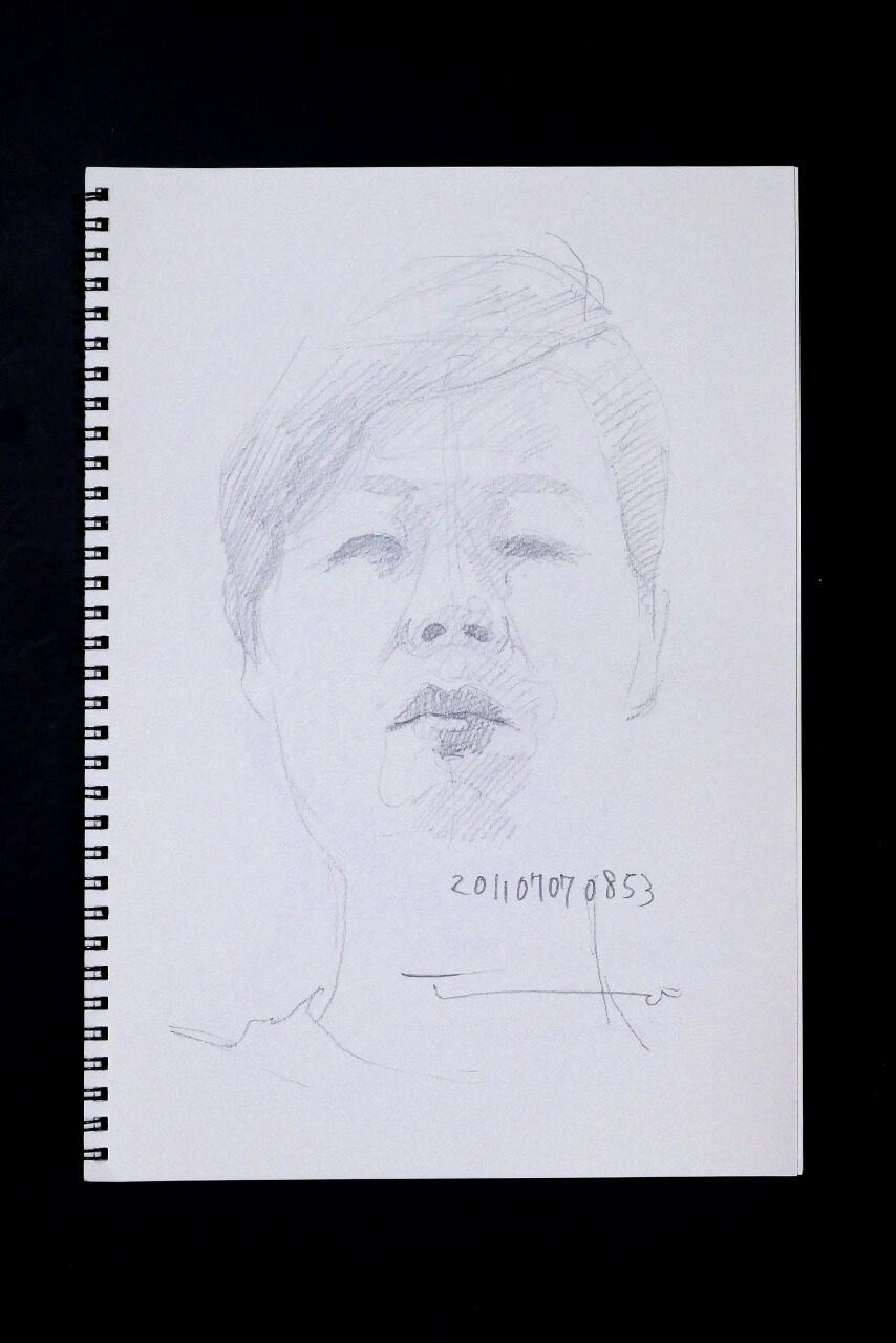 Contemporary artist SHINTAKU Tomoni's 2011/7/7 Self-portrait or pencil drawing