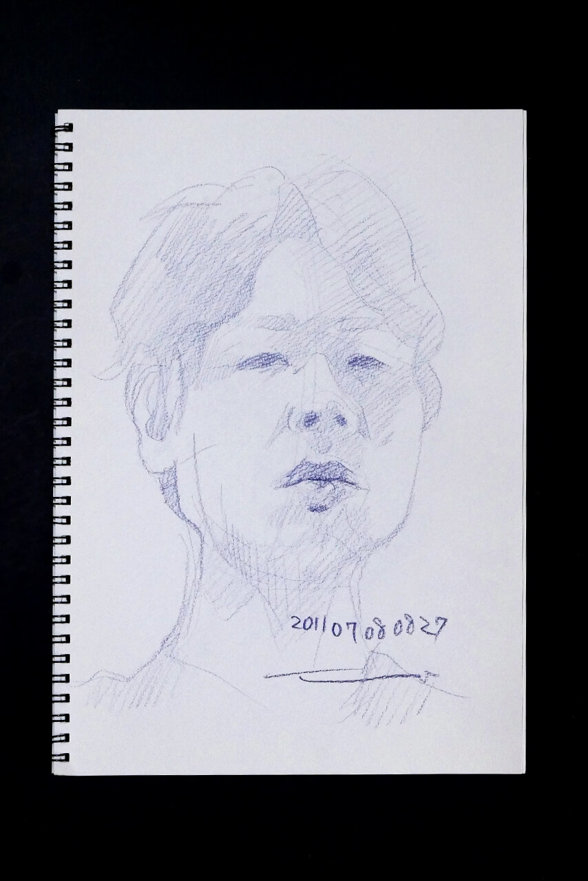 Contemporary artist SHINTAKU Tomoni's 2011/7/8 Self-portrait or pencil drawing