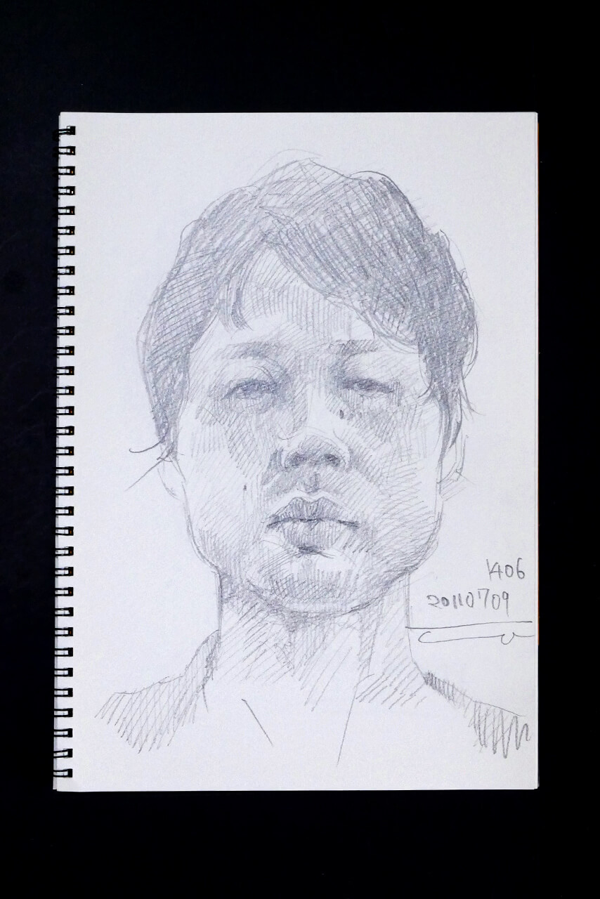 Contemporary artist SHINTAKU Tomoni's 2011/7/9 Self-portrait or pencil drawing
