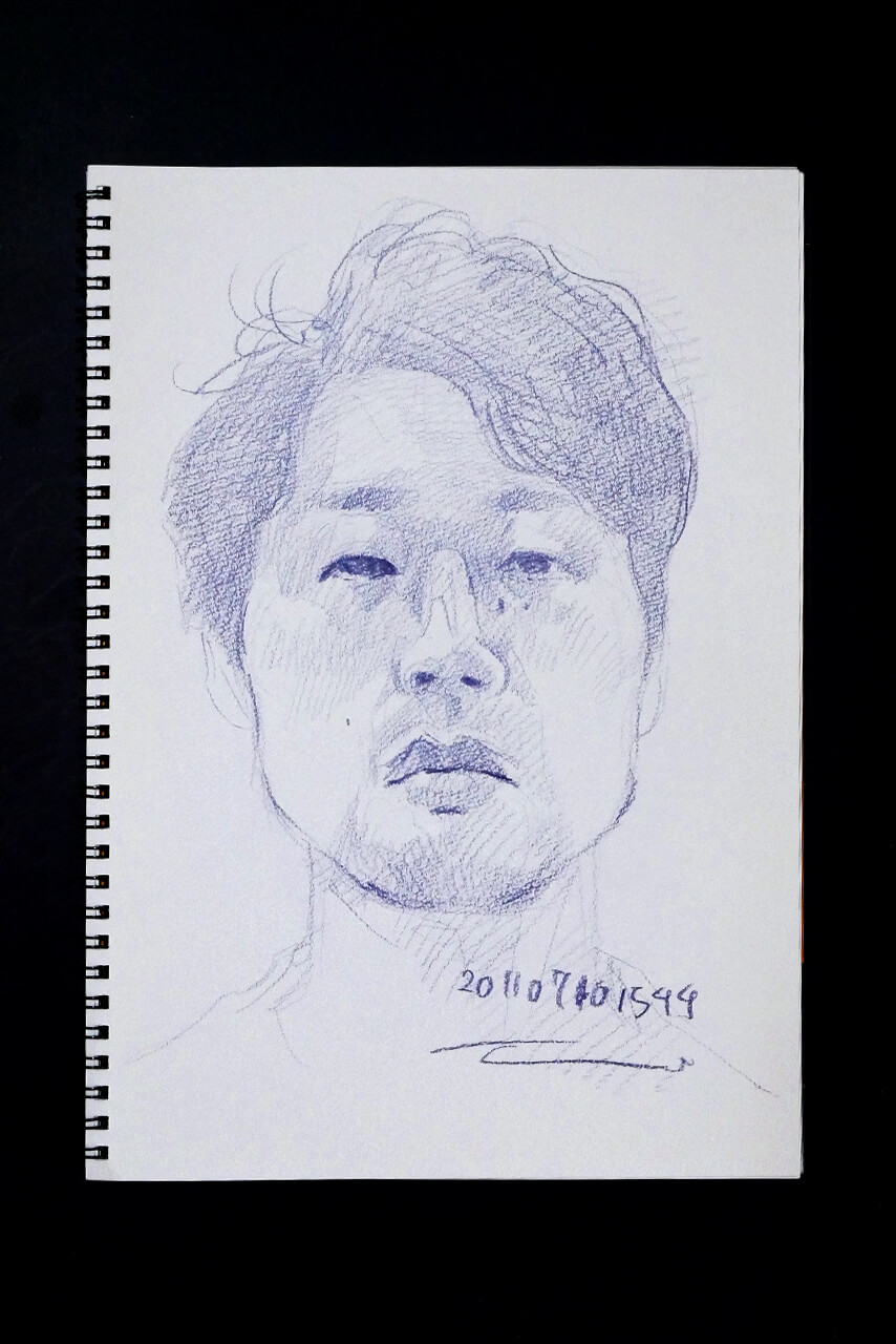 Contemporary artist SHINTAKU Tomoni's 2011/7/10 Self-portrait or pencil drawing