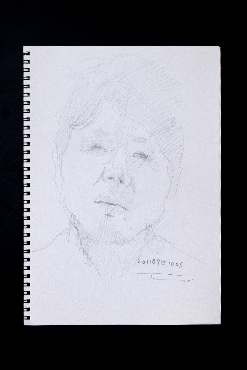 Contemporary artist SHINTAKU Tomoni's 2011/7/13 Self-portrait or pencil drawing