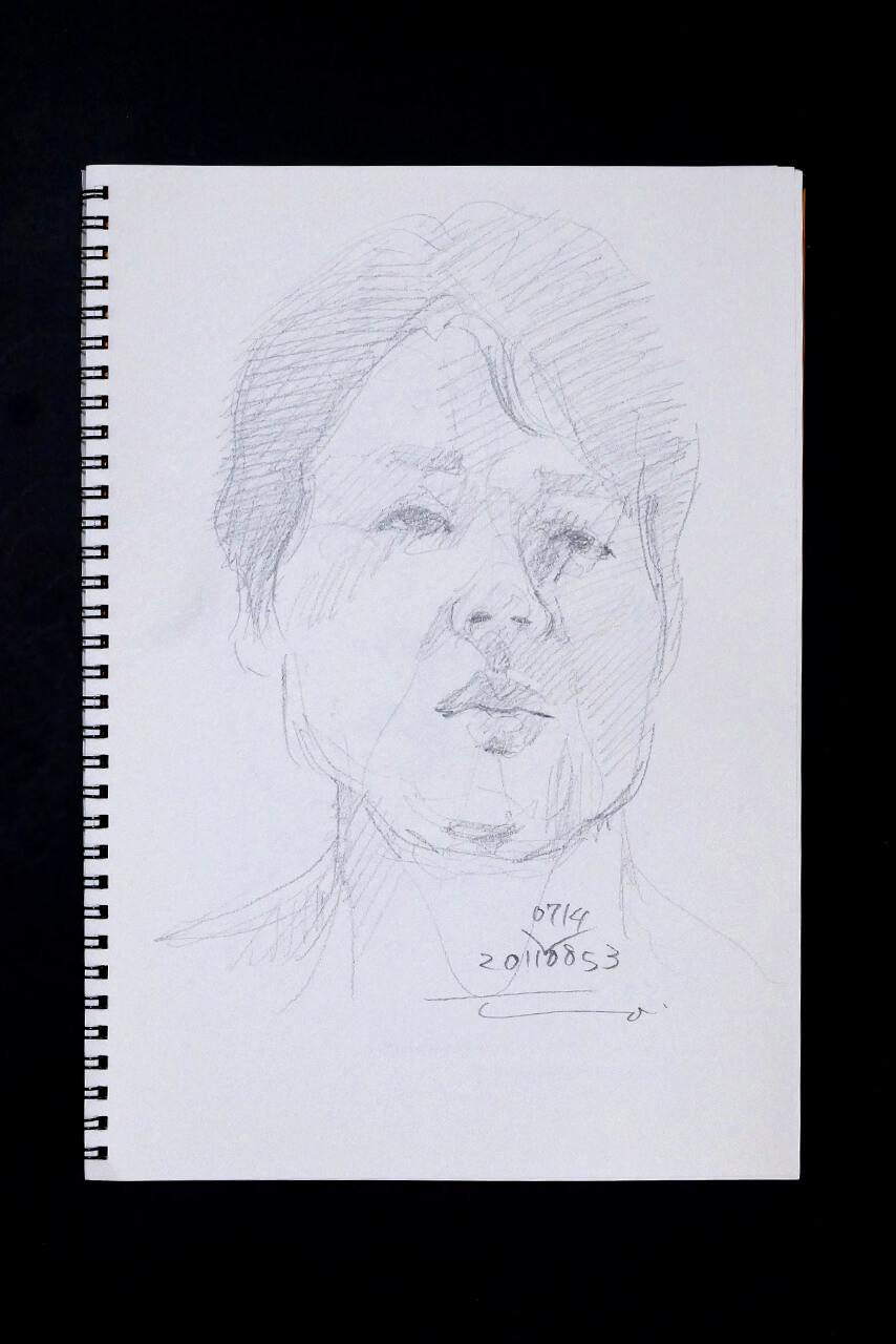 Contemporary artist SHINTAKU Tomoni's 2011/7/14 Self-portrait or pencil drawing