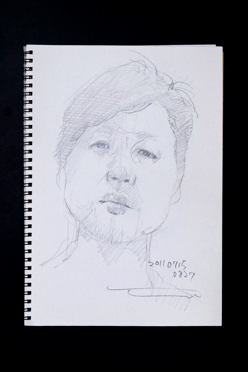 Contemporary artist SHINTAKU Tomoni's 2011/7/15 Self-portrait or pencil drawing