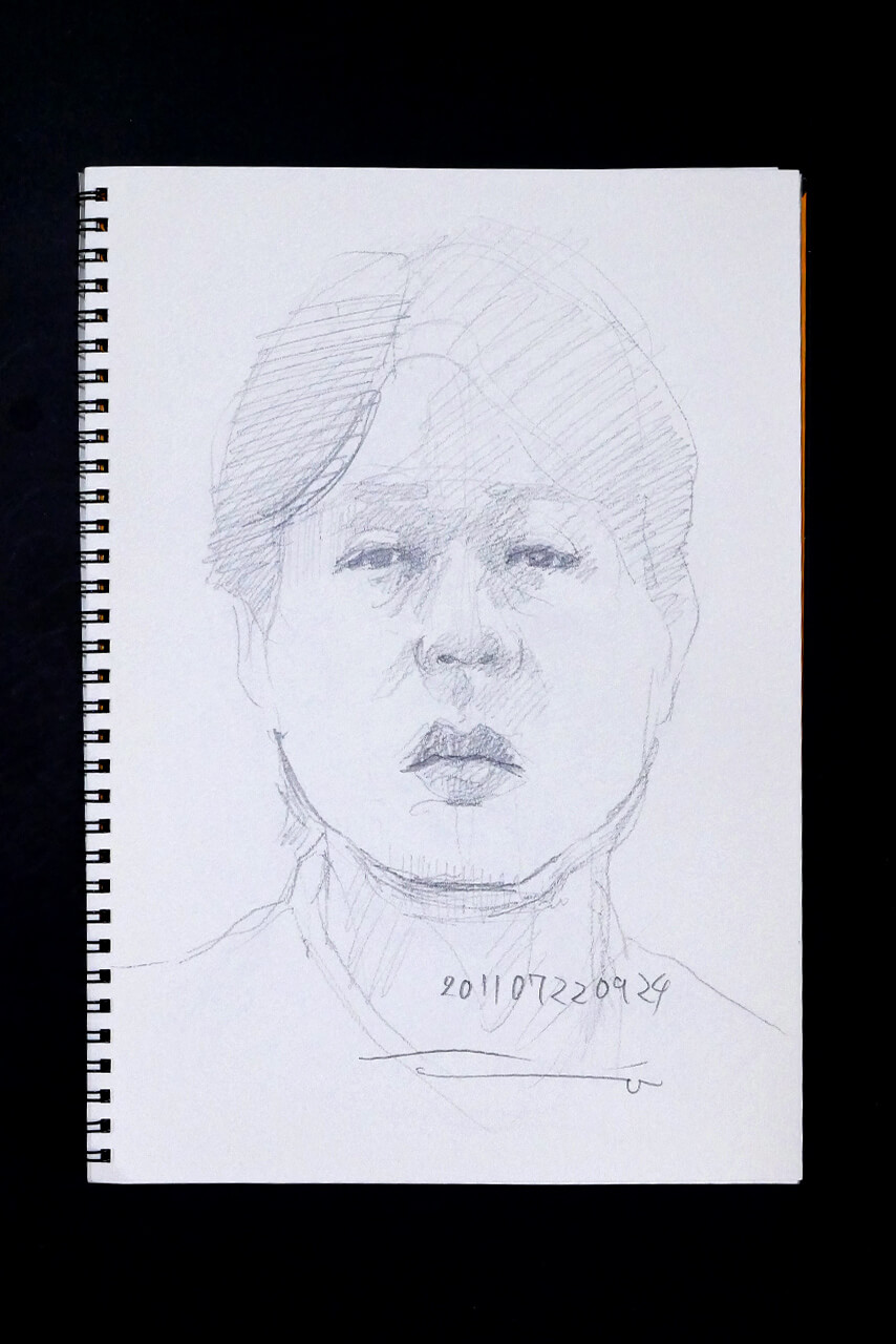 Contemporary artist SHINTAKU Tomoni's 2011/7/22 Self-portrait or pencil drawing