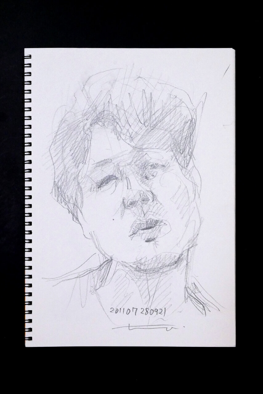 Contemporary artist SHINTAKU Tomoni's 2011/7/28 Self-portrait or pencil drawing
