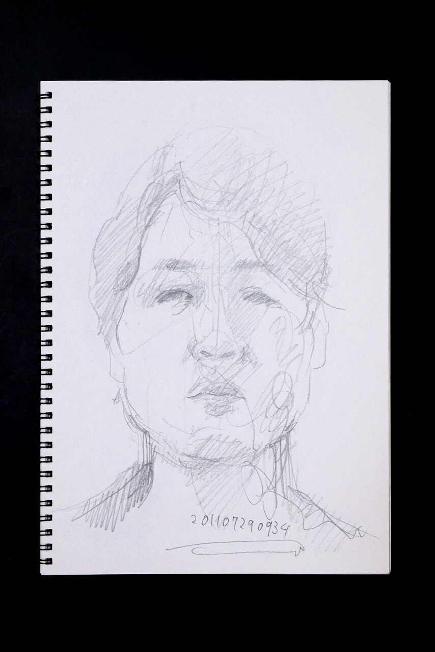 Contemporary artist SHINTAKU Tomoni's 2011/7/29 Self-portrait or pencil drawing