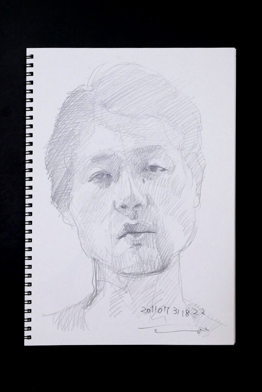 Contemporary artist SHINTAKU Tomoni's 2011/7/31 Self-portrait or pencil drawing