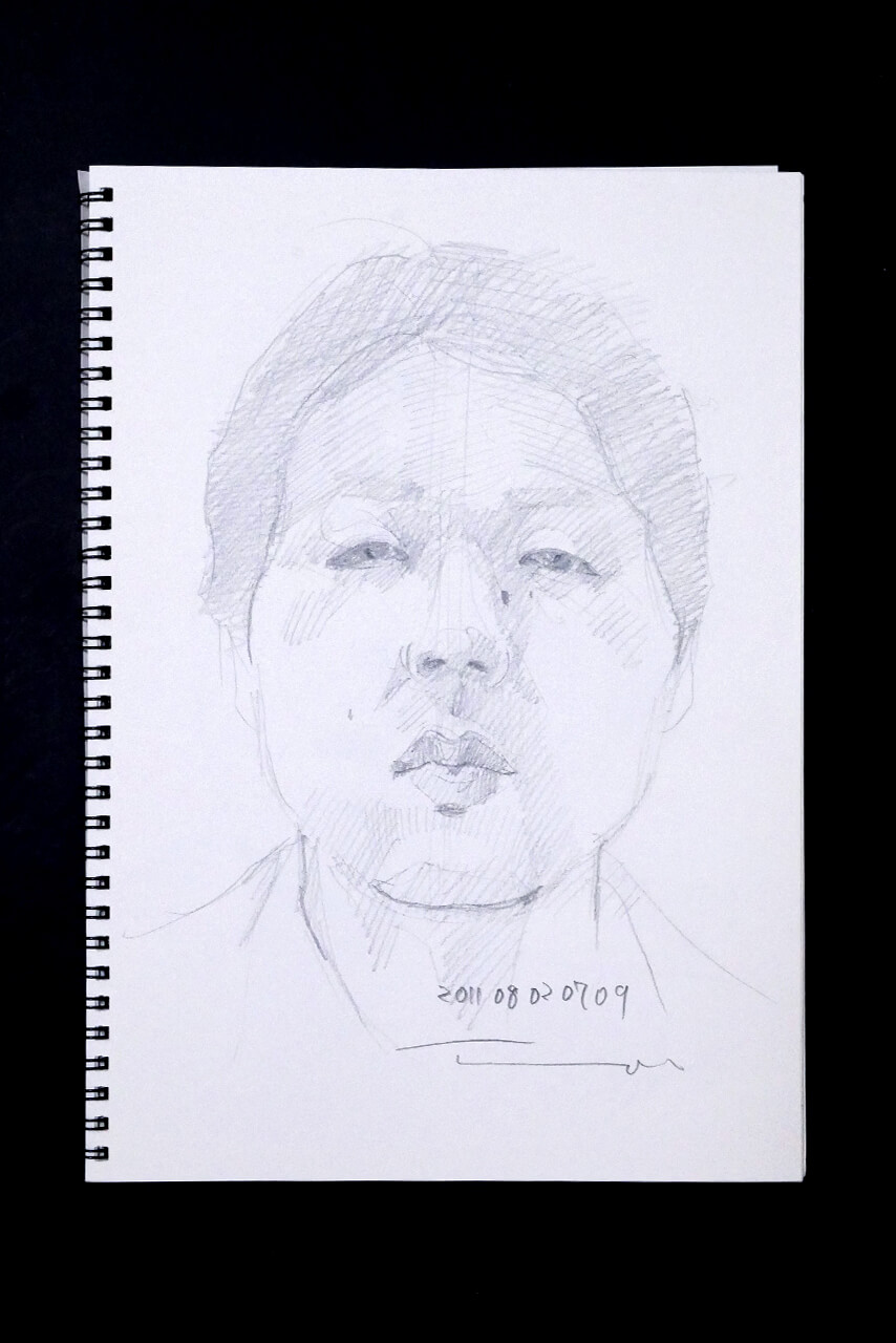 Contemporary artist SHINTAKU Tomoni's 2011/8/2 Self-portrait or pencil drawing