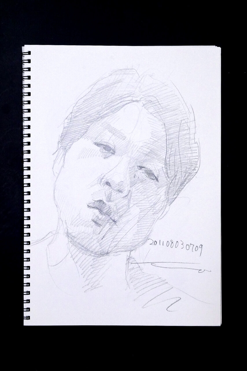 Contemporary artist SHINTAKU Tomoni's 2011/8/3 Self-portrait or pencil drawing