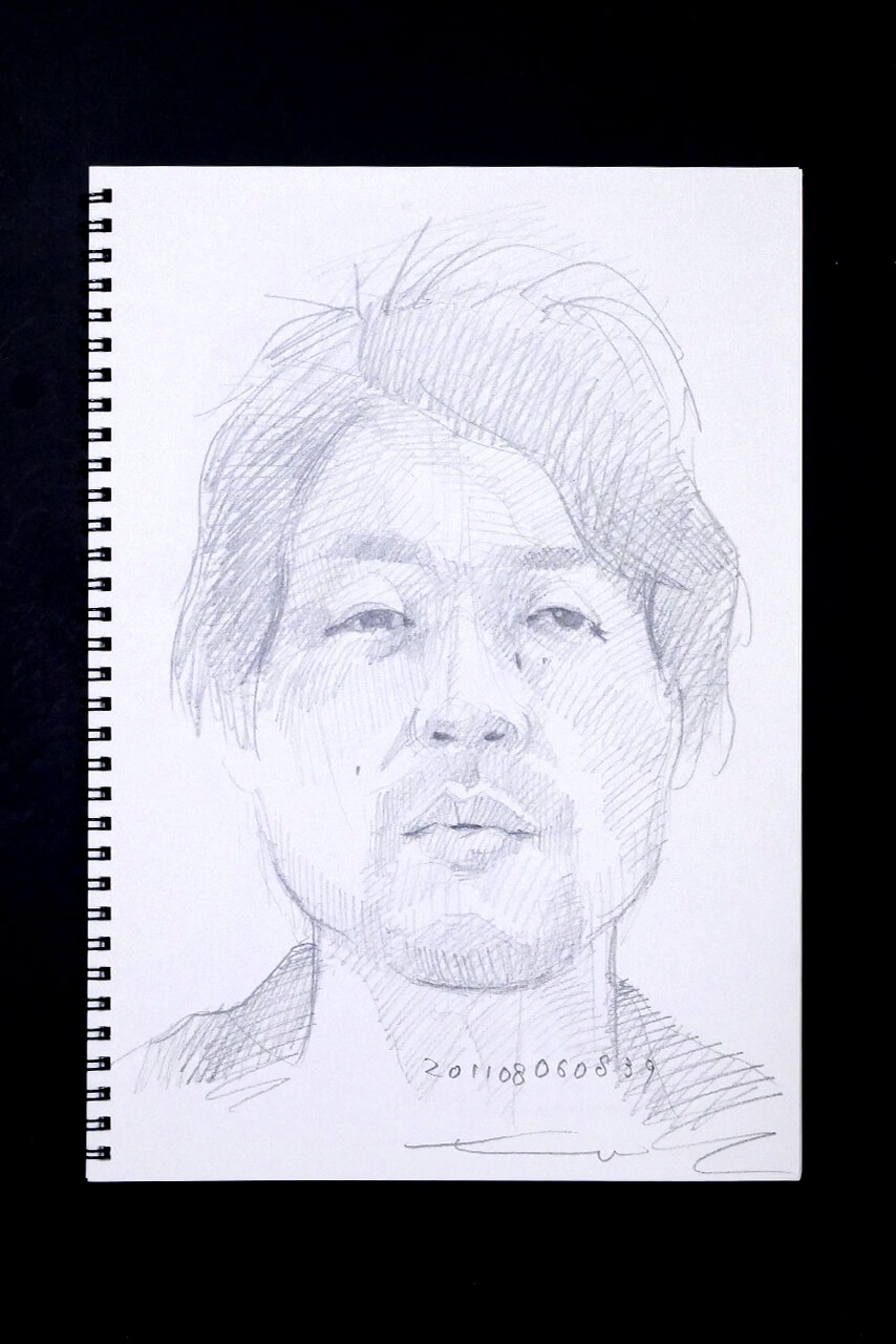 Contemporary artist SHINTAKU Tomoni's 2011/8/6 Self-portrait or pencil drawing
