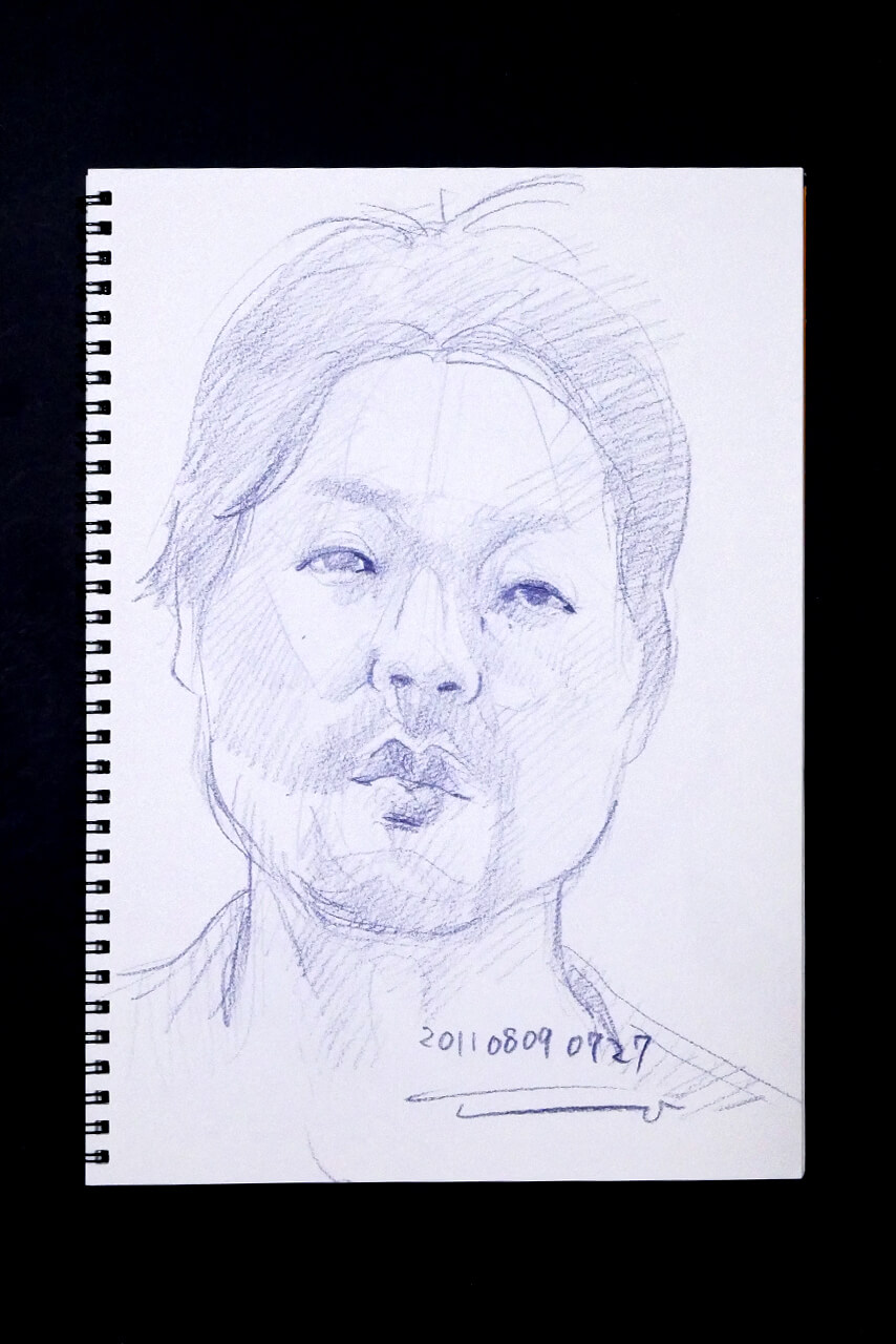 Contemporary artist SHINTAKU Tomoni's 2011/8/9 Self-portrait or pencil drawing
