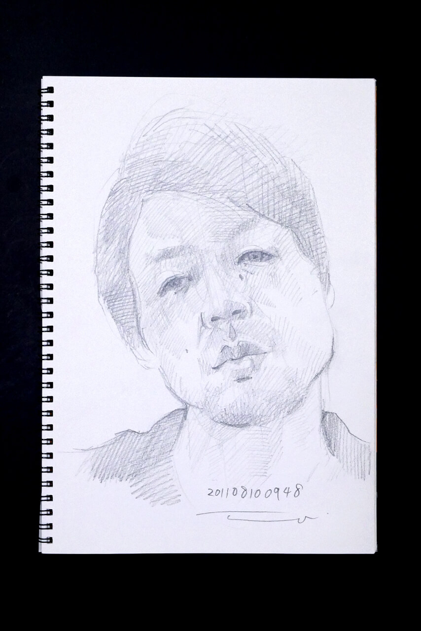 Contemporary artist SHINTAKU Tomoni's 2011/8/10 Self-portrait or pencil drawing
