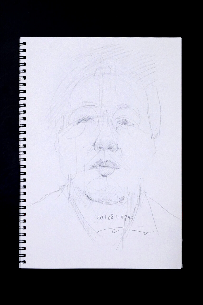 Contemporary artist SHINTAKU Tomoni's 2011/8/11 Self-portrait or pencil drawing