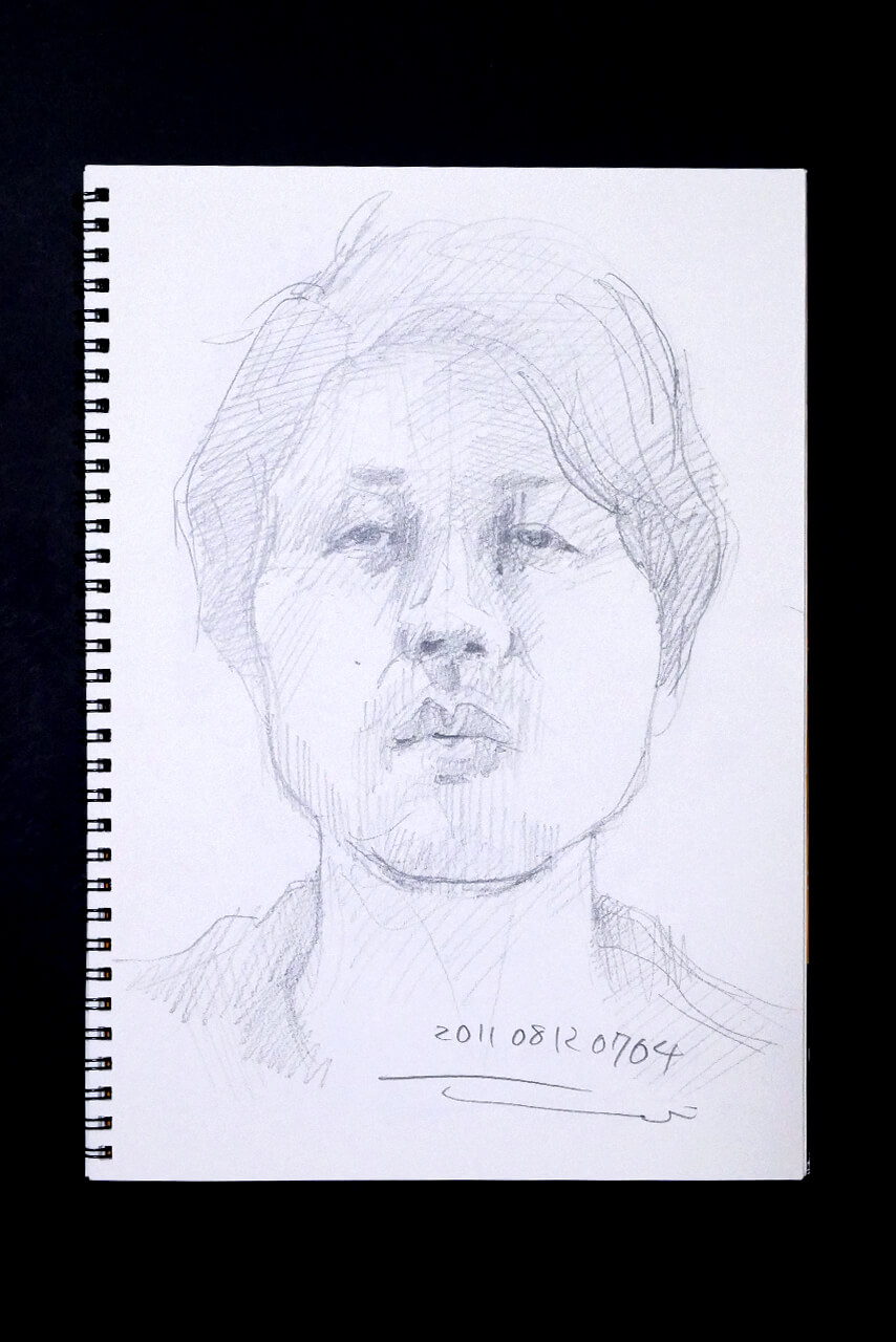 Contemporary artist SHINTAKU Tomoni's 2011/8/12 Self-portrait or pencil drawing