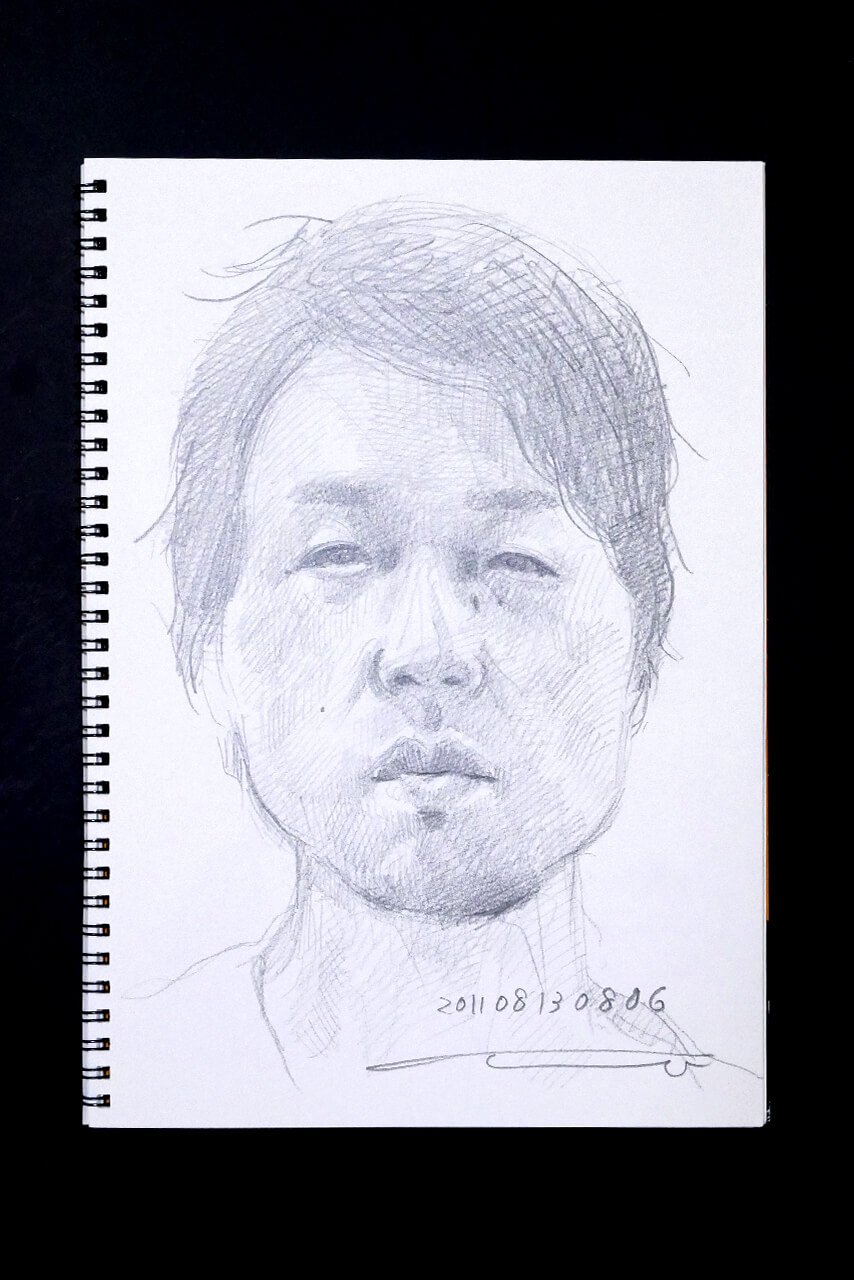 Contemporary artist SHINTAKU Tomoni's 2011/8/13 Self-portrait or pencil drawing
