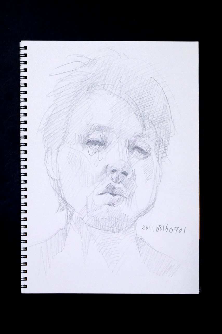 Contemporary artist SHINTAKU Tomoni's 2011/8/16 Self-portrait or pencil drawing