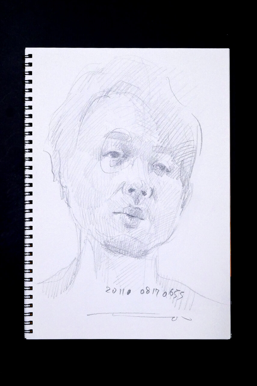 Contemporary artist SHINTAKU Tomoni's 2011/8/17 Self-portrait or pencil drawing