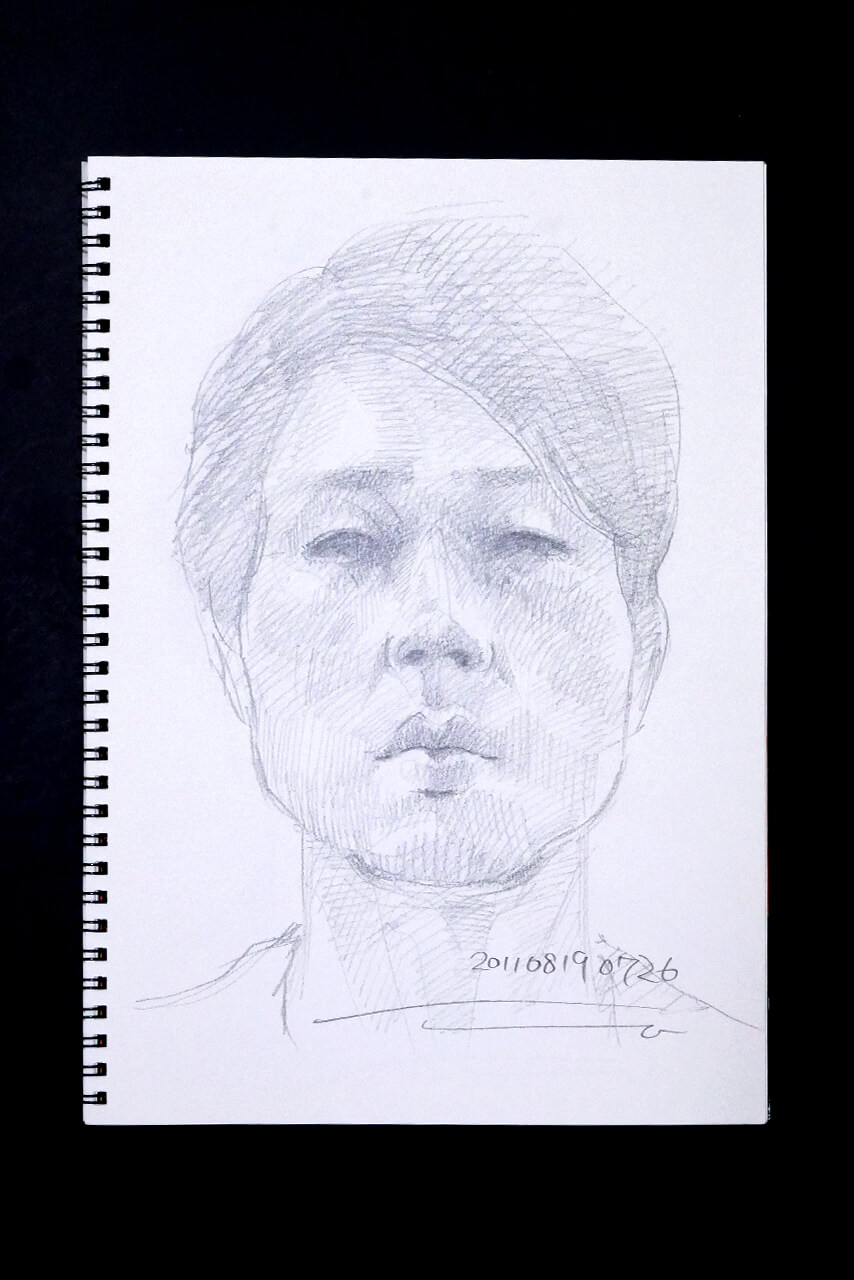Contemporary artist SHINTAKU Tomoni's 2011/8/19 Self-portrait or pencil drawing
