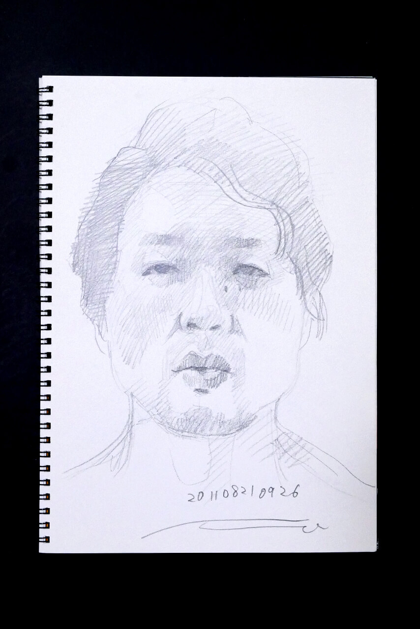 Contemporary artist SHINTAKU Tomoni's 2011/8/21 Self-portrait or pencil drawing