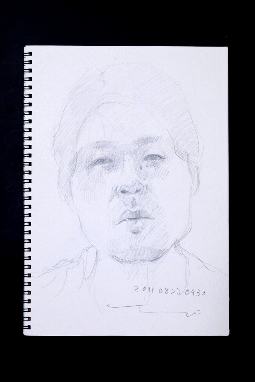 Contemporary artist SHINTAKU Tomoni's 2011/8/22 Self-portrait or pencil drawing