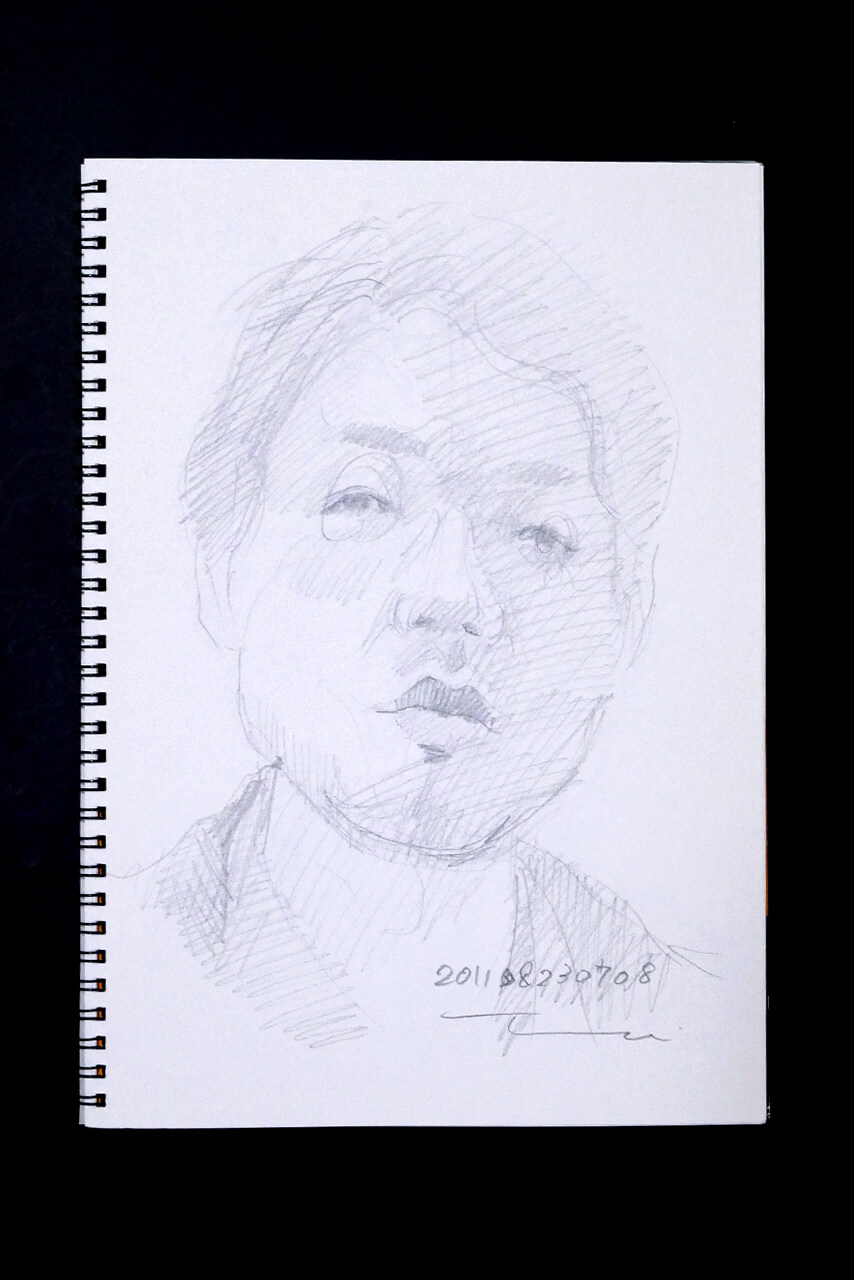 Contemporary artist SHINTAKU Tomoni's 2011/8/23 Self-portrait or pencil drawing