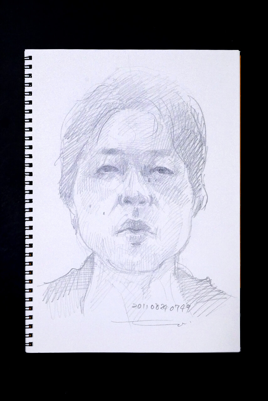 Contemporary artist SHINTAKU Tomoni's 2011/8/24 Self-portrait or pencil drawing