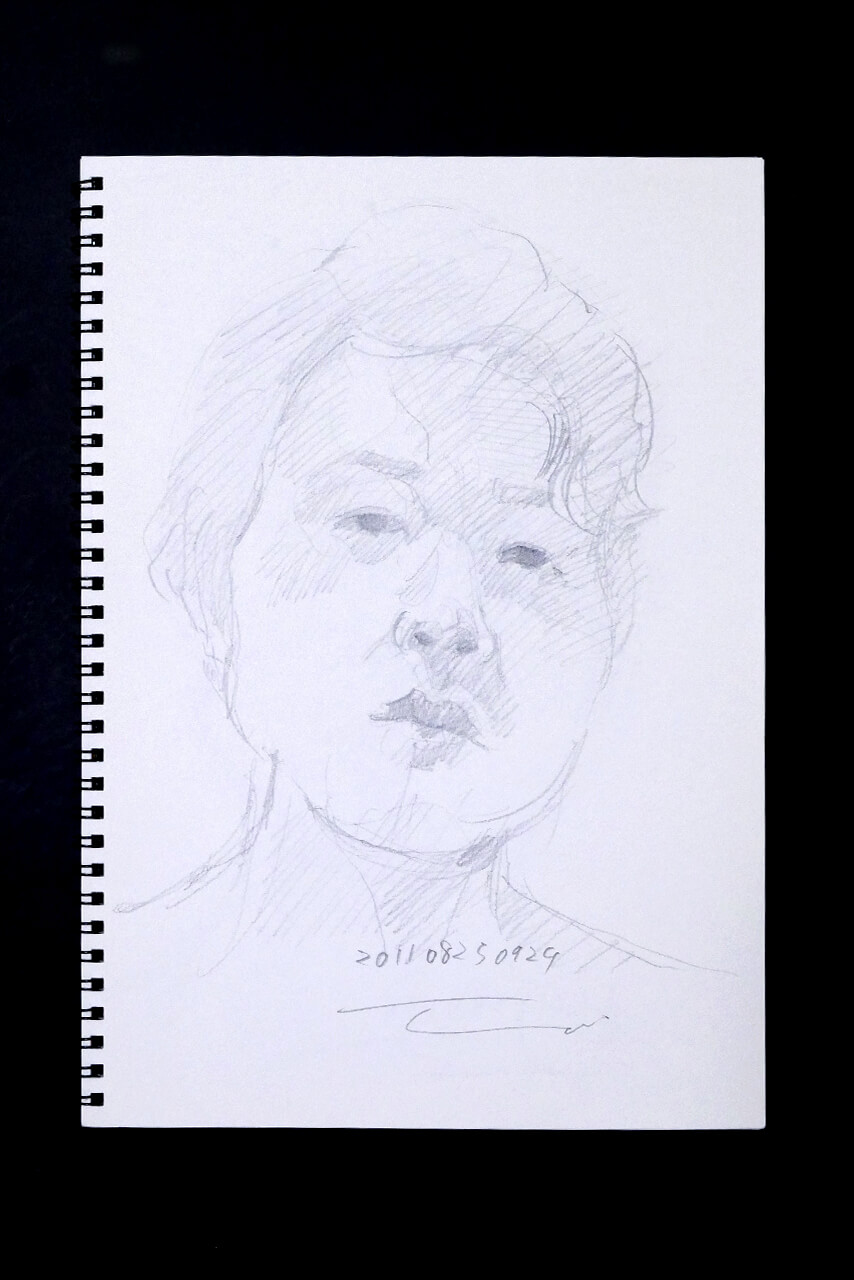 Contemporary artist SHINTAKU Tomoni's 2011/8/25 Self-portrait or pencil drawing