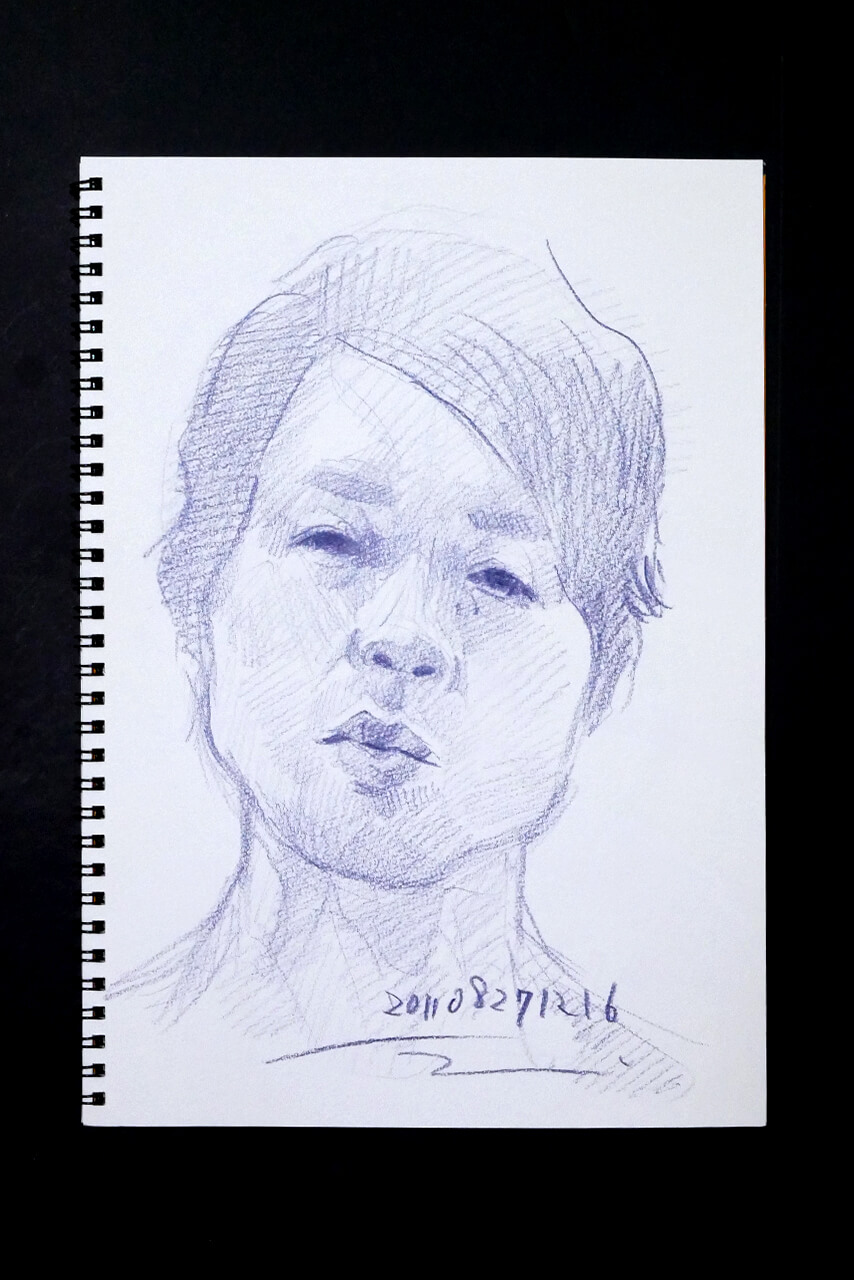 Contemporary artist SHINTAKU Tomoni's 2011/8/26 Self-portrait or pencil drawing