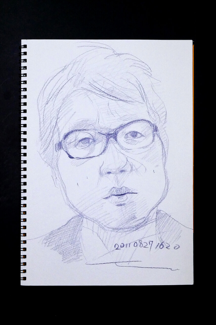 Contemporary artist SHINTAKU Tomoni's 2011/8/27 Self-portrait or pencil drawing