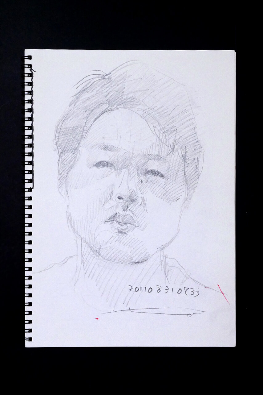 Contemporary artist SHINTAKU Tomoni's 2011/8/31 Self-portrait or pencil drawing