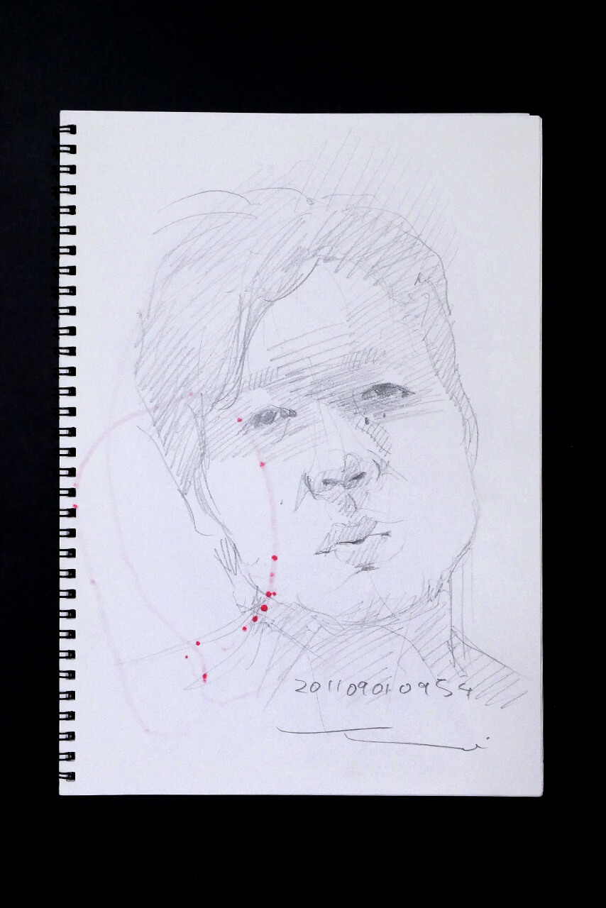 Contemporary artist SHINTAKU Tomoni's 2011/9/1 Self-portrait or pencil drawing