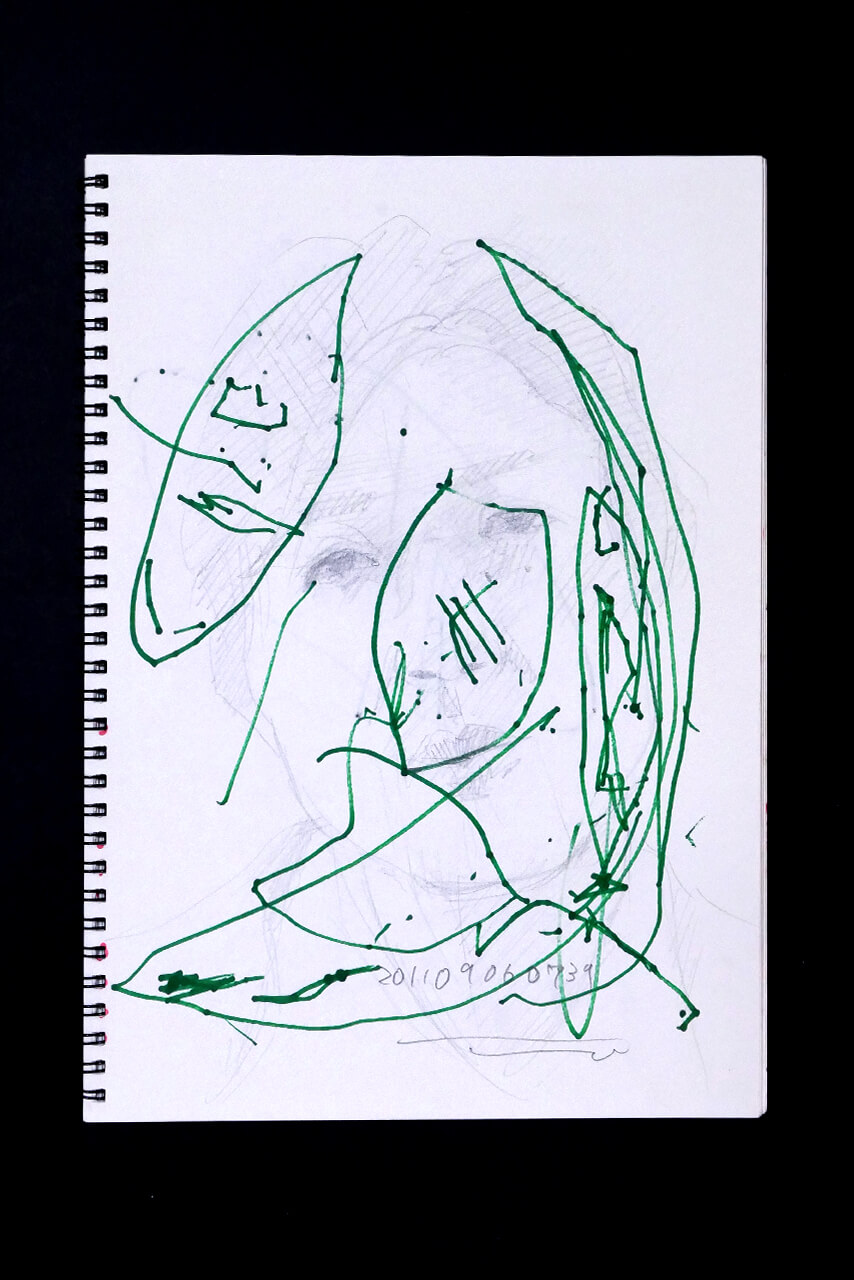 Contemporary artist SHINTAKU Tomoni's 2011/9/6 Self-portrait or pencil drawing