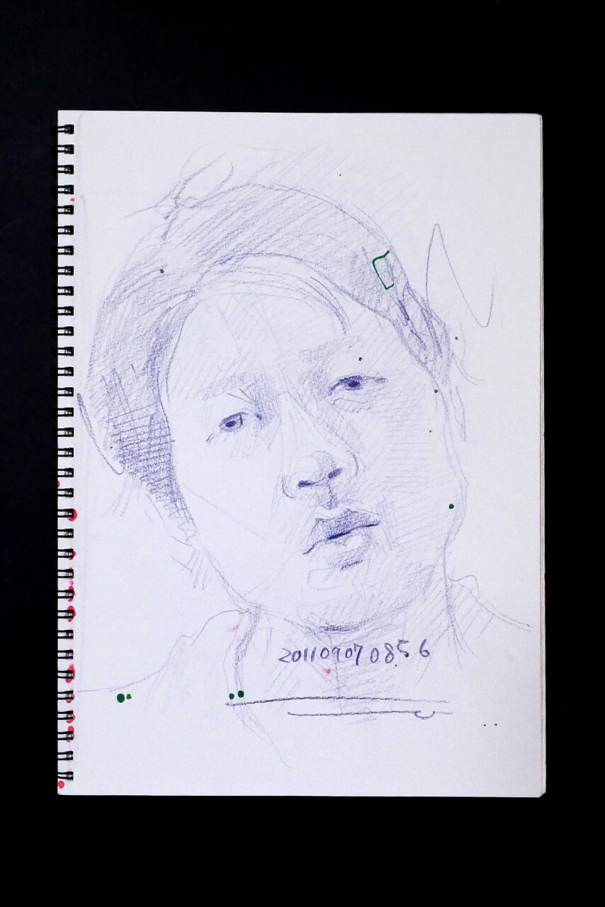 Contemporary artist SHINTAKU Tomoni's 2011/9/7 Self-portrait or pencil drawing