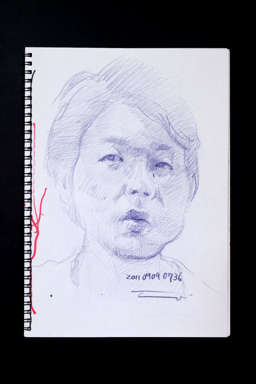Contemporary artist SHINTAKU Tomoni's 2011/9/9 Self-portrait or pencil drawing