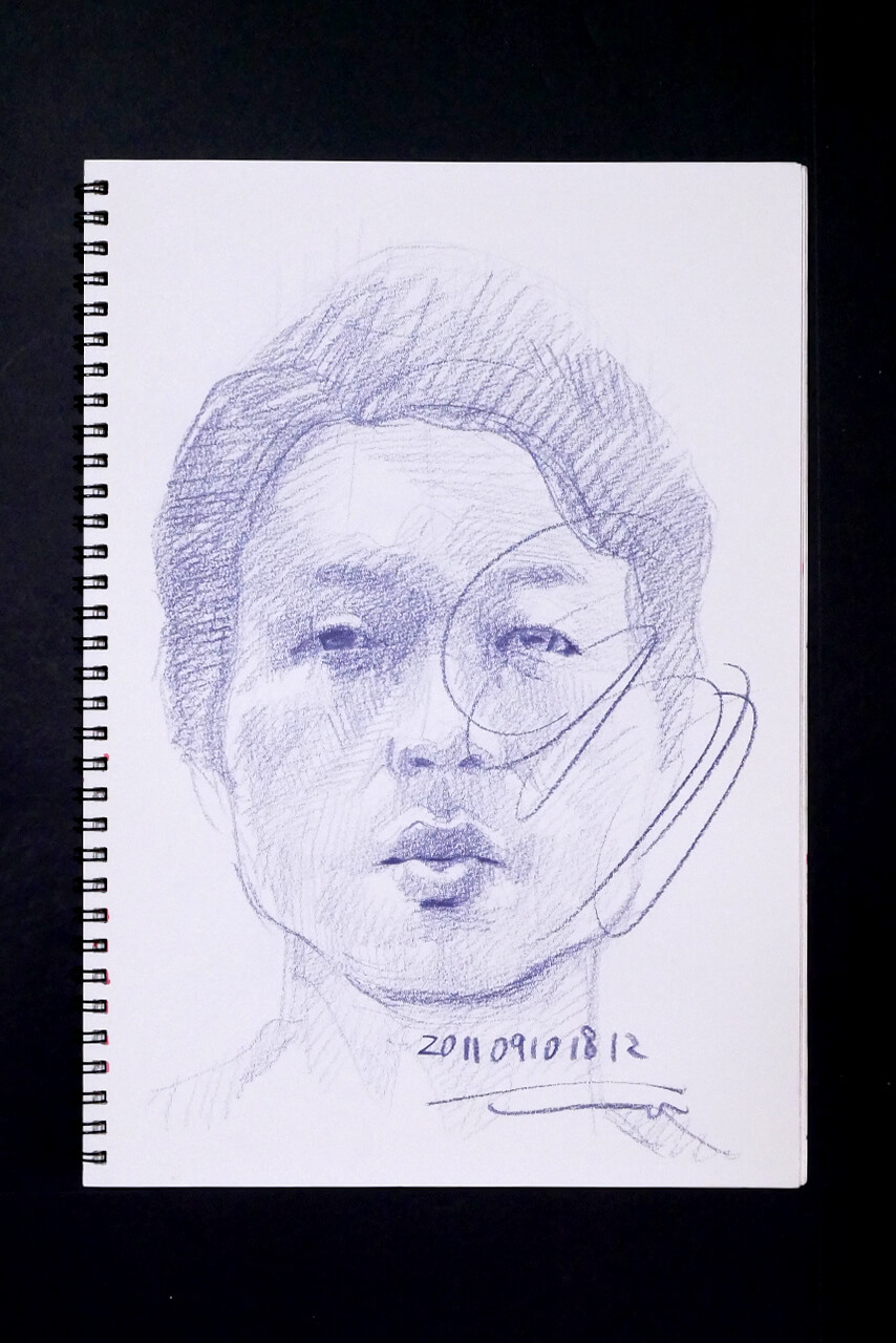 Contemporary artist SHINTAKU Tomoni's 2011/9/10 Self-portrait or pencil drawing