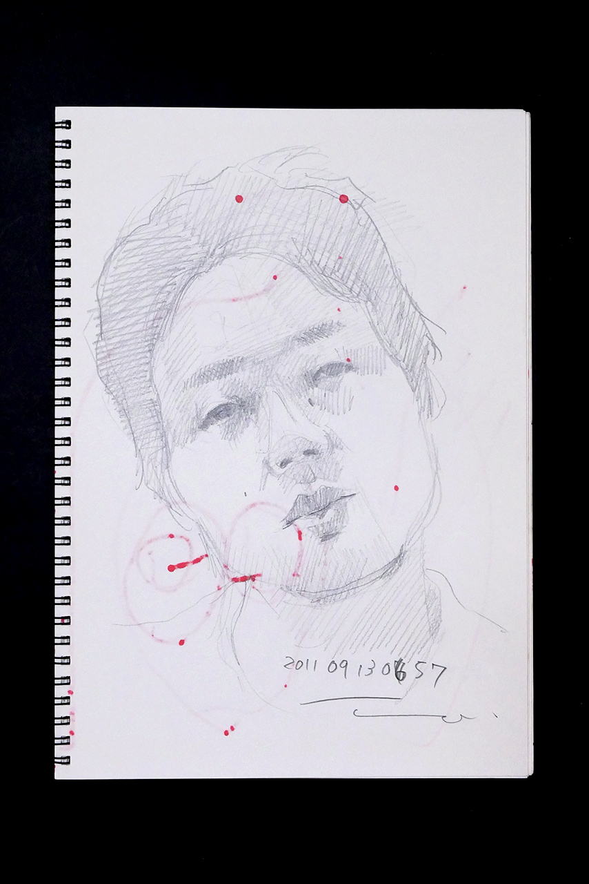 Contemporary artist SHINTAKU Tomoni's 2011/9/13 Self-portrait or pencil drawing