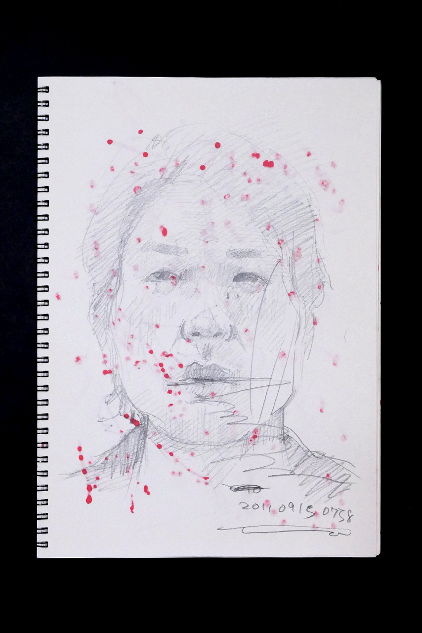 Contemporary artist SHINTAKU Tomoni's 2011/9/15 Self-portrait or pencil drawing