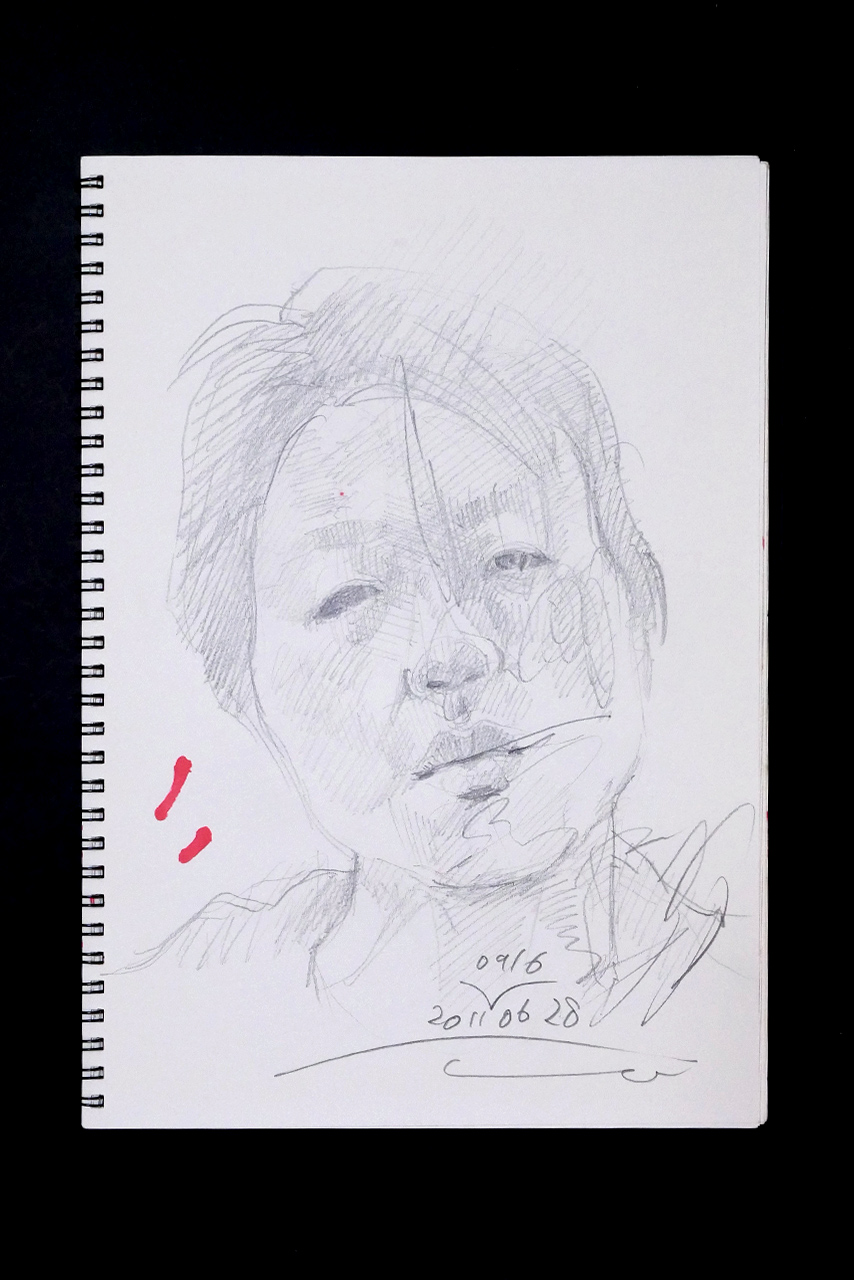 Contemporary artist SHINTAKU Tomoni's 2011/9/16 Self-portrait or pencil drawing