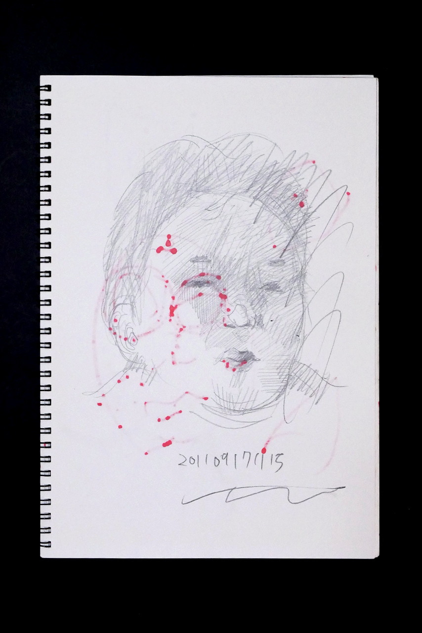 Contemporary artist SHINTAKU Tomoni's 2011/9/17 Self-portrait or pencil drawing