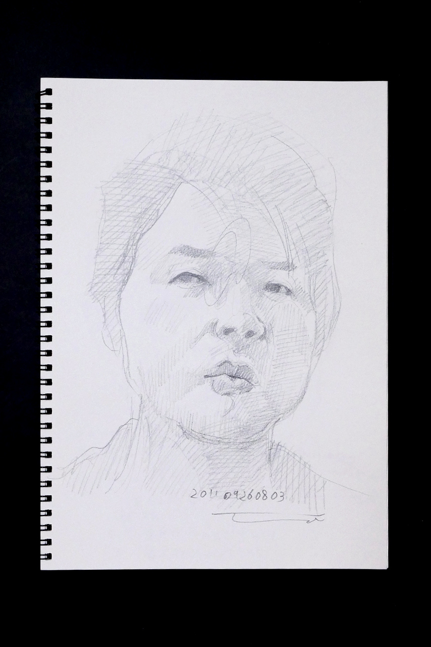 Contemporary artist SHINTAKU Tomoni's 2011/9/26 Self-portrait or pencil drawing