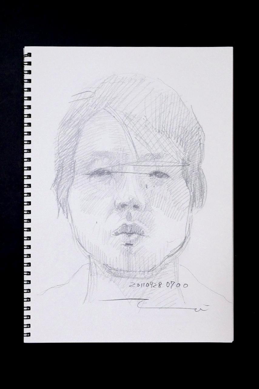 Contemporary artist SHINTAKU Tomoni's 2011/9/28 Self-portrait or pencil drawing