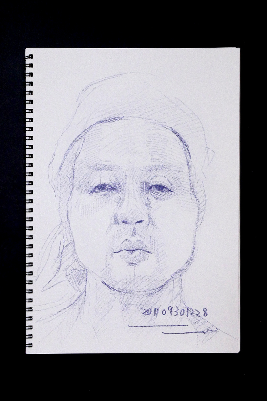 Contemporary artist SHINTAKU Tomoni's 2011/9/30 Self-portrait or pencil drawing