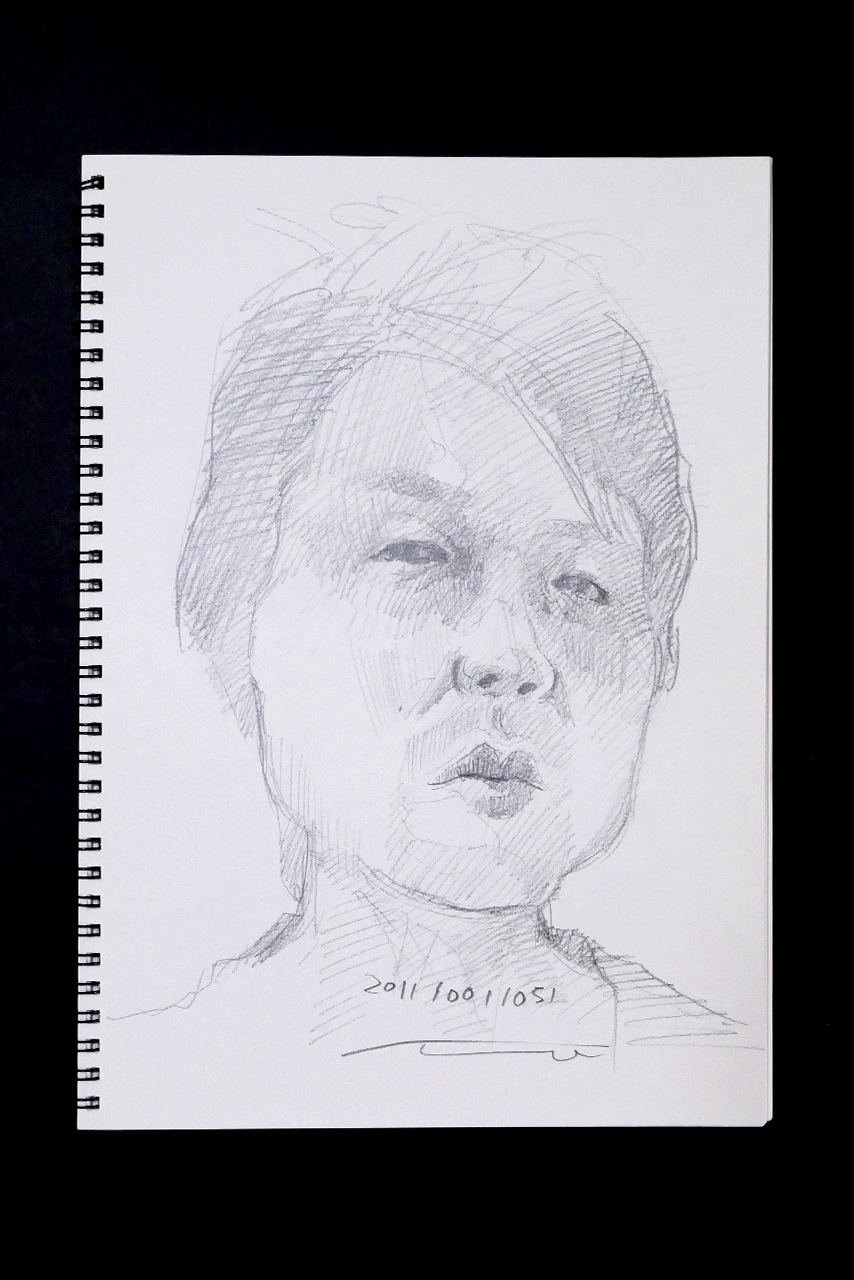 Contemporary artist SHINTAKU Tomoni's 2011/10/1 Self-portrait or pencil drawing