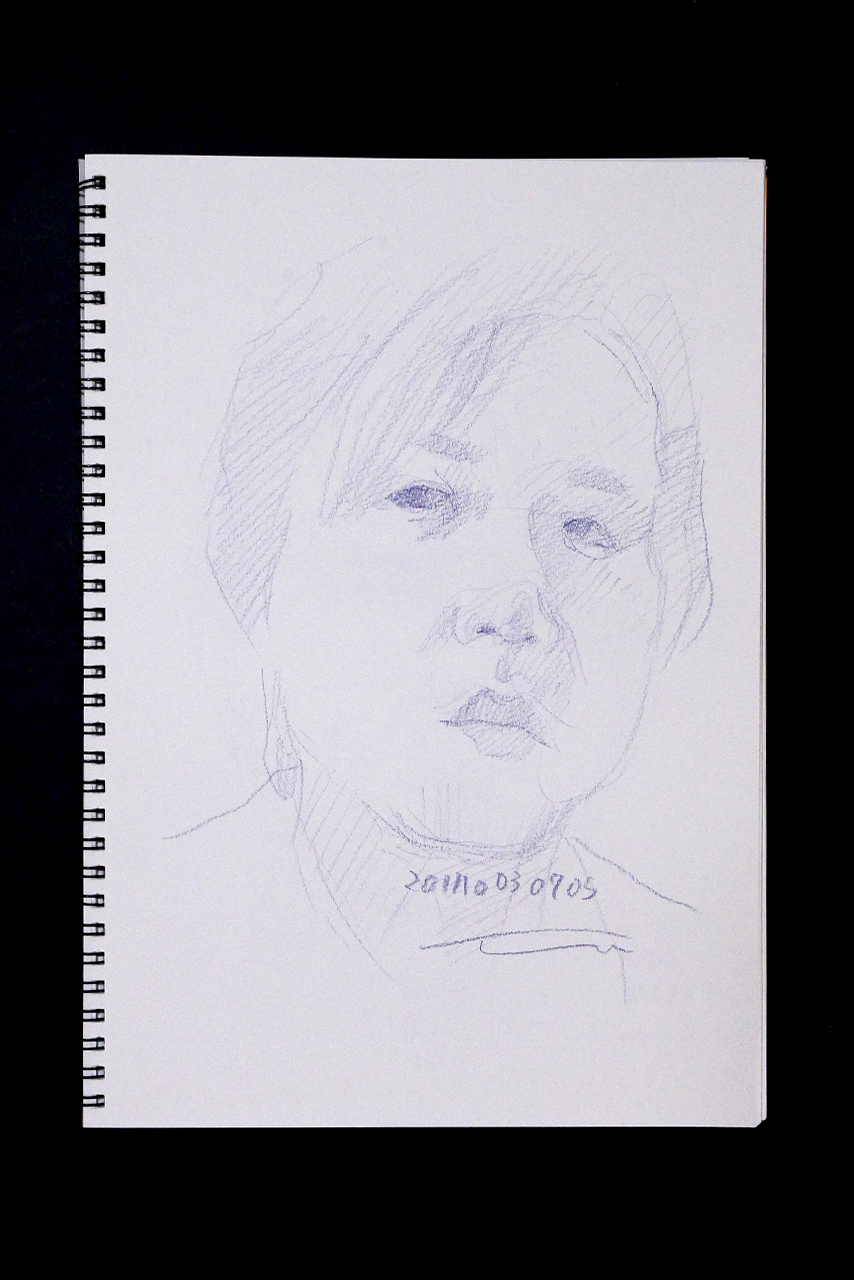 Contemporary artist SHINTAKU Tomoni's 2011/10/3 Self-portrait or pencil drawing