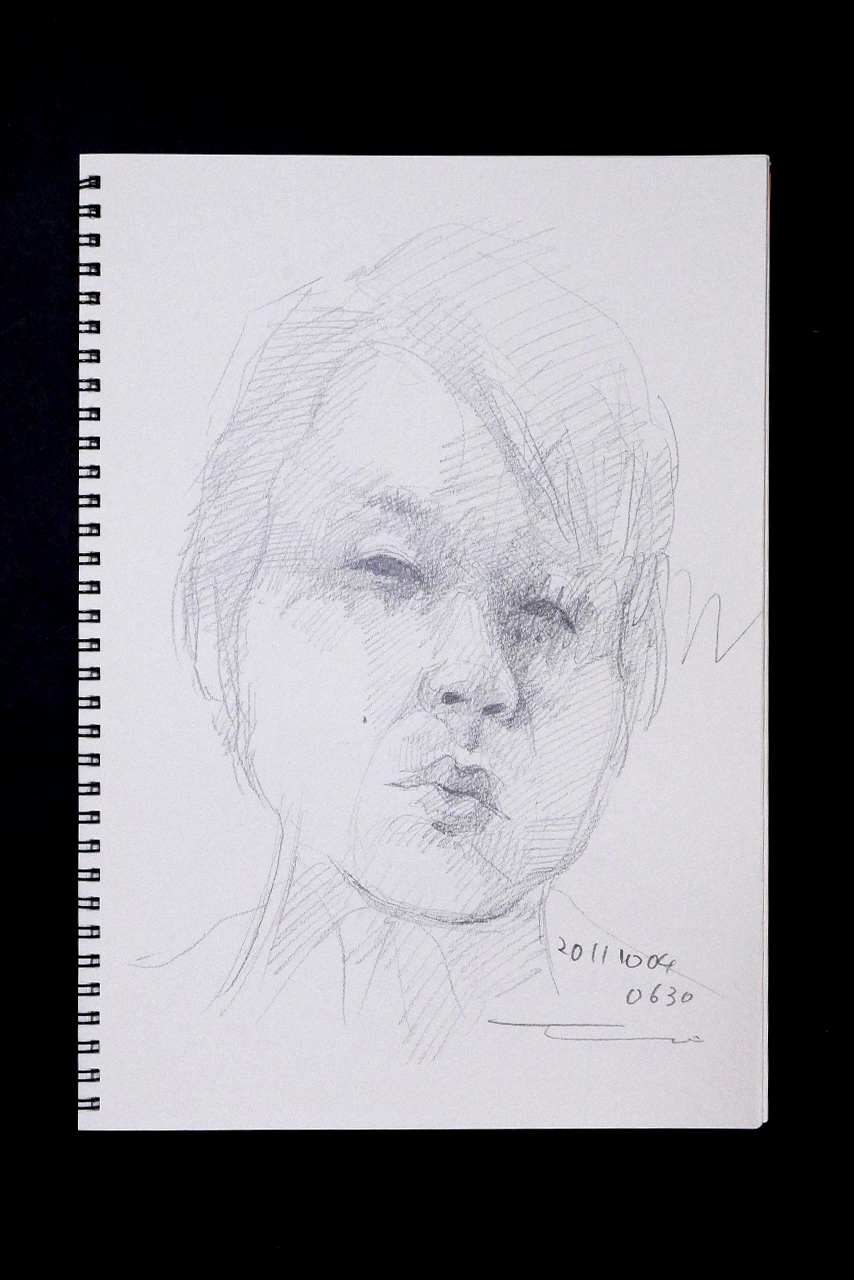 Contemporary artist SHINTAKU Tomoni's 2011/10/4 Self-portrait or pencil drawing