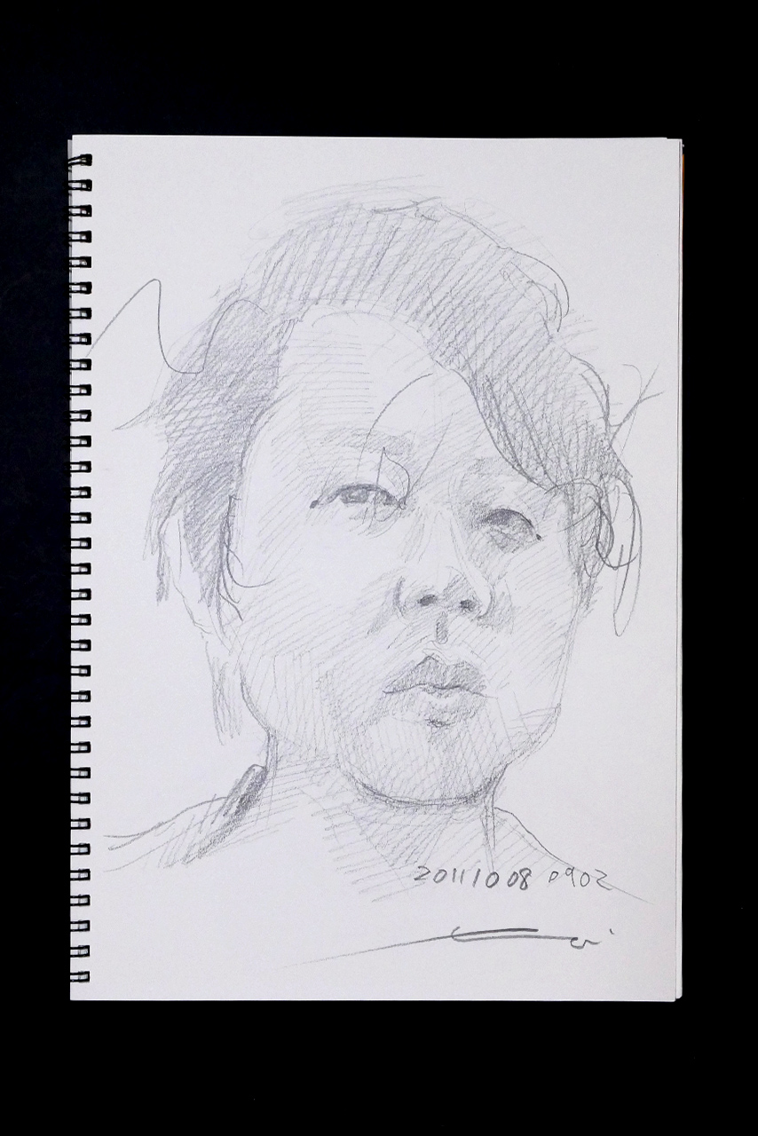 Contemporary artist SHINTAKU Tomoni's 2011/10/8 Self-portrait or pencil drawing