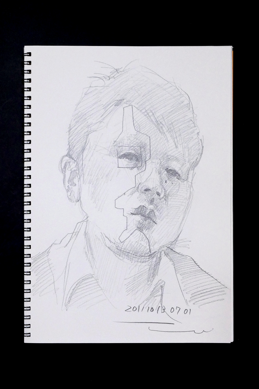 Contemporary artist SHINTAKU Tomoni's 2011/10/13 Self-portrait or pencil drawing
