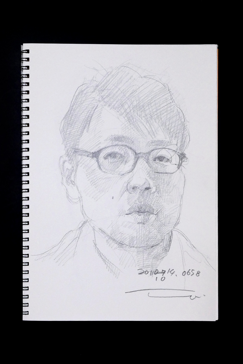 Contemporary artist SHINTAKU Tomoni's 2011/10/14 Self-portrait or pencil drawing